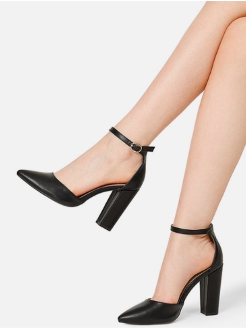 Dream Paris Pointed Toe Chunky Heel Pumps